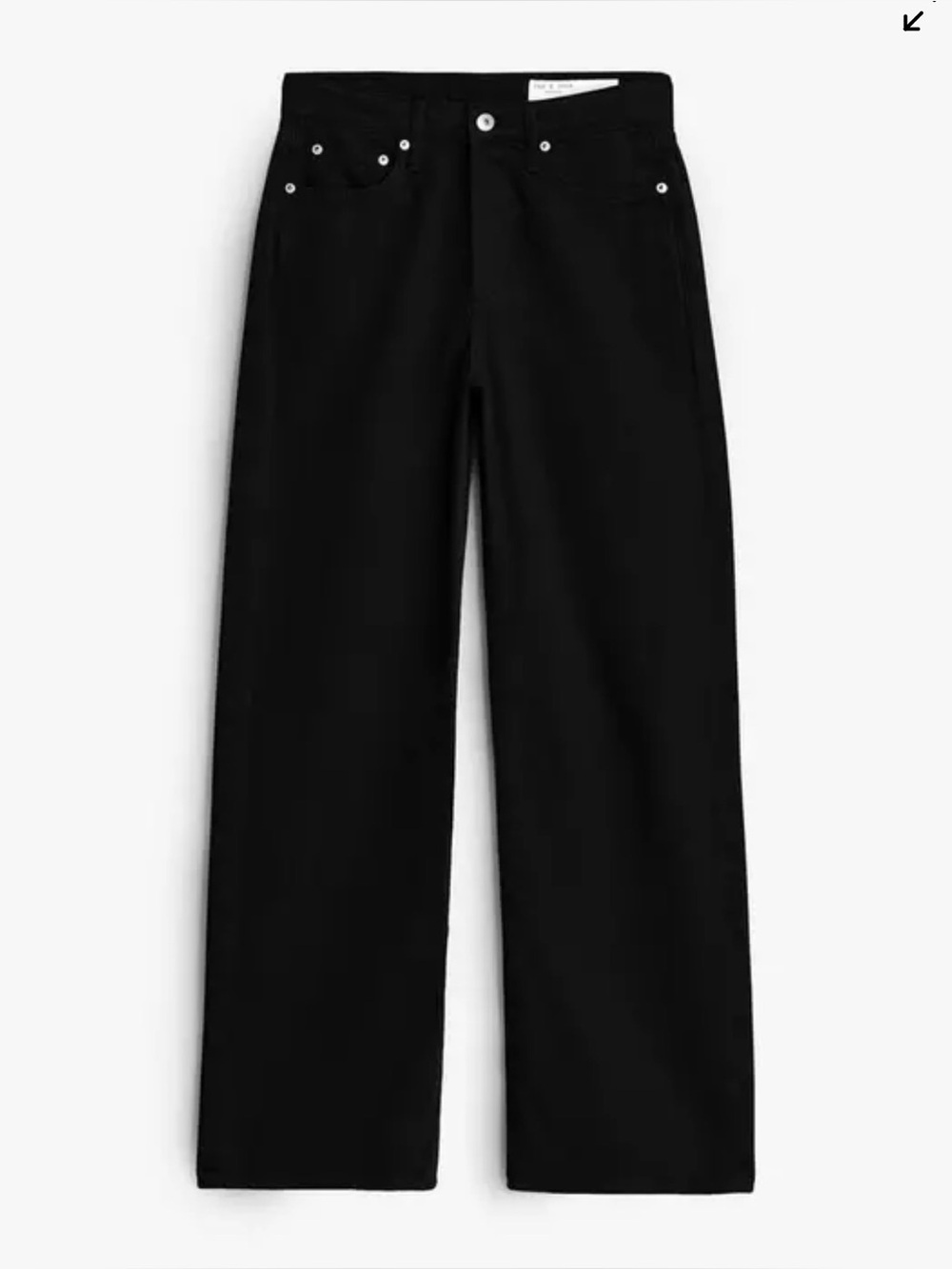 Rag & Bone Logan Wide-Leg Jeans - Black - Size 24